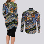 NAIDOC Deadly 50 Years Couples Matching Long Sleeve Bodycon Dress and Long Sleeve Button Shirt Aboriginal and Torres Strait Islander