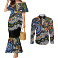 NAIDOC Deadly 50 Years Couples Matching Mermaid Dress and Long Sleeve Button Shirt Aboriginal and Torres Strait Islander