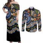 NAIDOC Deadly 50 Years Couples Matching Off Shoulder Maxi Dress and Long Sleeve Button Shirt Aboriginal and Torres Strait Islander