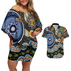 NAIDOC Deadly 50 Years Couples Matching Off Shoulder Short Dress and Hawaiian Shirt Aboriginal and Torres Strait Islander