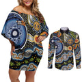 NAIDOC Deadly 50 Years Couples Matching Off Shoulder Short Dress and Long Sleeve Button Shirt Aboriginal and Torres Strait Islander
