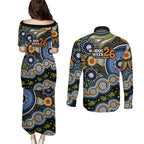 NAIDOC Deadly 50 Years Couples Matching Puletasi and Long Sleeve Button Shirt Aboriginal and Torres Strait Islander