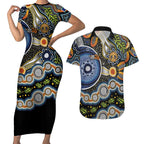 NAIDOC Deadly 50 Years Couples Matching Short Sleeve Bodycon Dress and Hawaiian Shirt Aboriginal and Torres Strait Islander