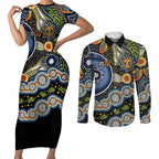 NAIDOC Deadly 50 Years Couples Matching Short Sleeve Bodycon Dress and Long Sleeve Button Shirt Aboriginal and Torres Strait Islander