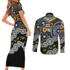 NAIDOC Deadly 50 Years Couples Matching Short Sleeve Bodycon Dress and Long Sleeve Button Shirt Aboriginal and Torres Strait Islander
