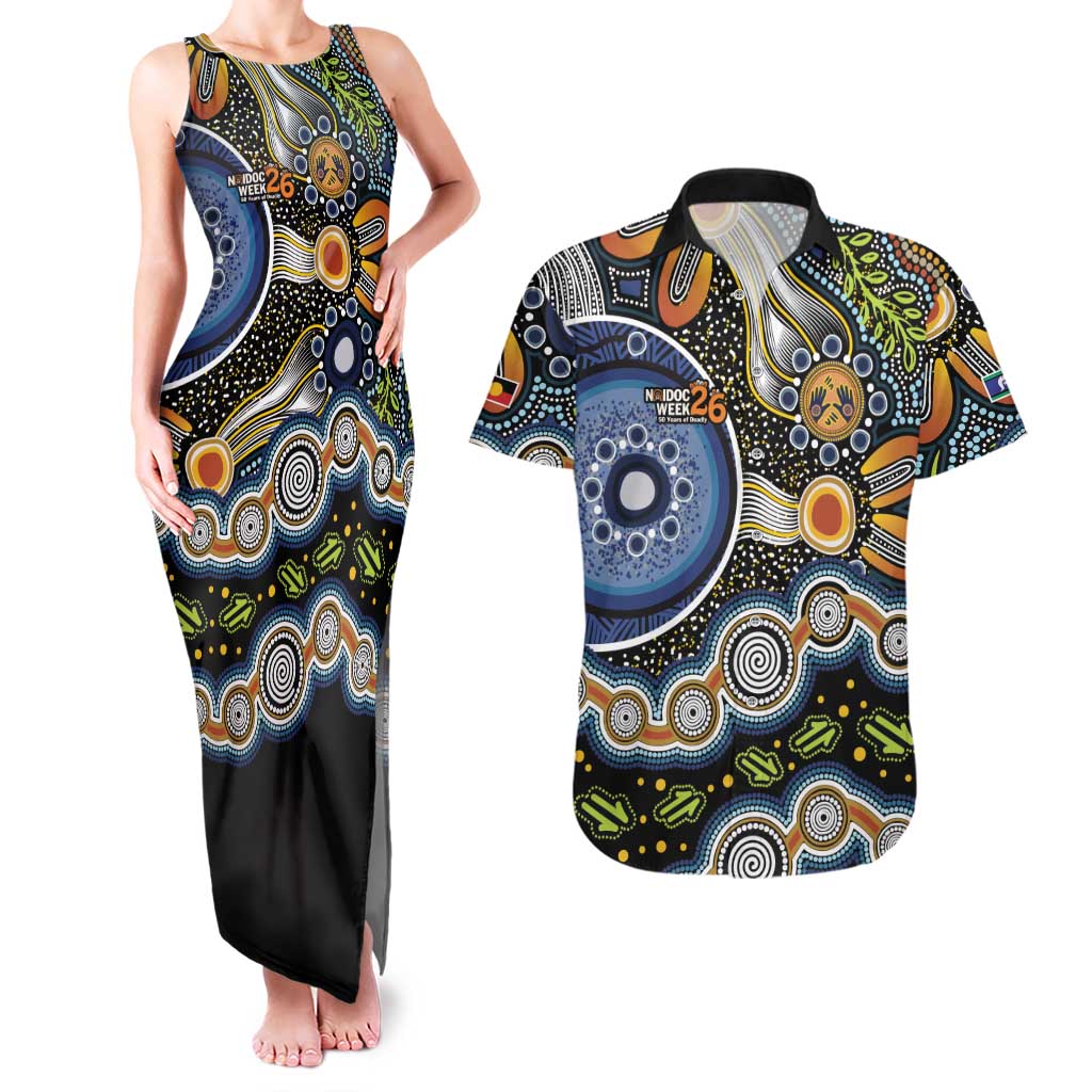 NAIDOC Deadly 50 Years Couples Matching Tank Maxi Dress and Hawaiian Shirt Aboriginal and Torres Strait Islander