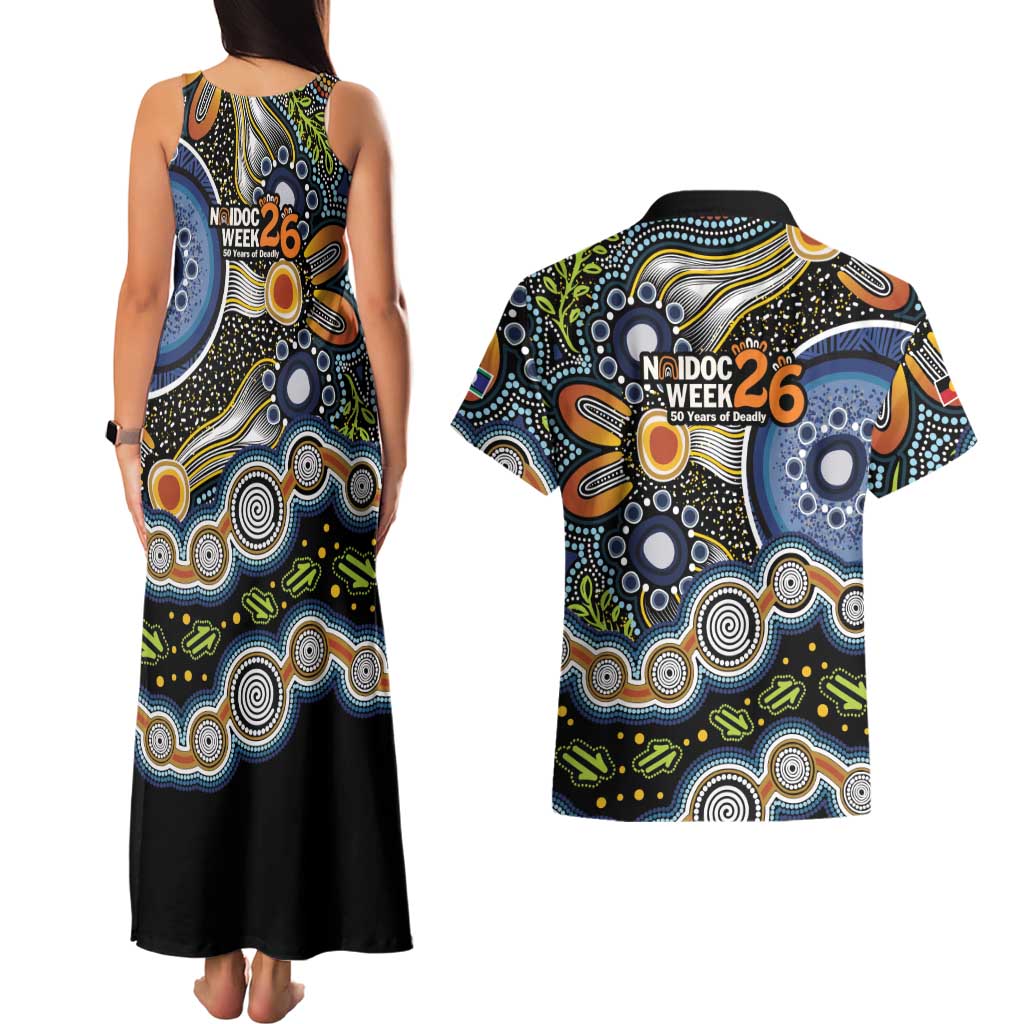 NAIDOC Deadly 50 Years Couples Matching Tank Maxi Dress and Hawaiian Shirt Aboriginal and Torres Strait Islander
