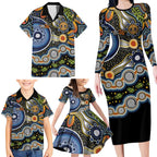 NAIDOC Deadly 50 Years Family Matching Long Sleeve Bodycon Dress and Hawaiian Shirt Aboriginal and Torres Strait Islander