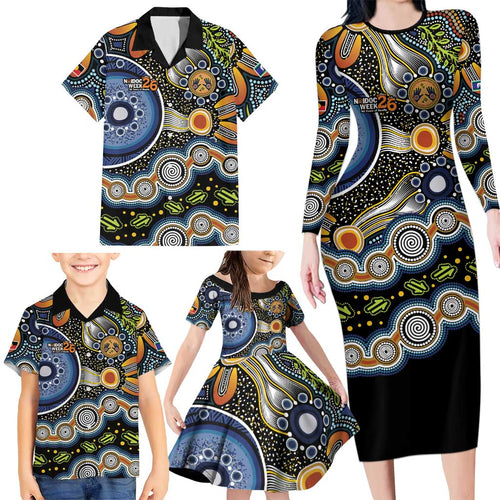 NAIDOC Deadly 50 Years Family Matching Long Sleeve Bodycon Dress and Hawaiian Shirt Aboriginal and Torres Strait Islander