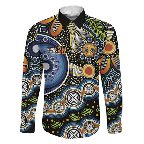 NAIDOC Deadly 50 Years Family Matching Long Sleeve Bodycon Dress and Hawaiian Shirt Aboriginal and Torres Strait Islander