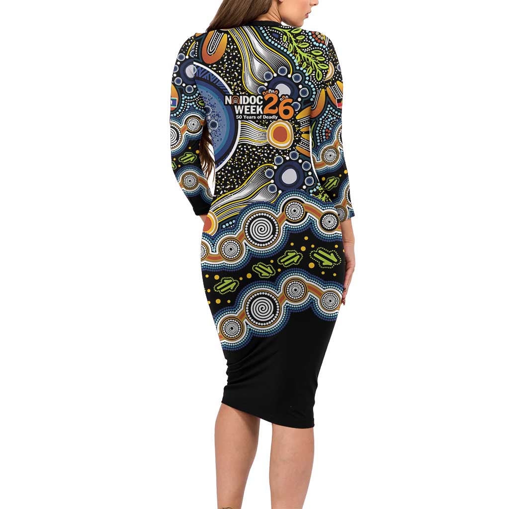 NAIDOC Deadly 50 Years Family Matching Long Sleeve Bodycon Dress and Hawaiian Shirt Aboriginal and Torres Strait Islander