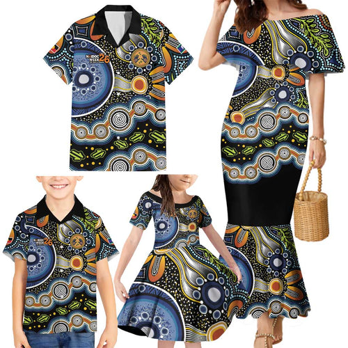 NAIDOC Deadly 50 Years Family Matching Mermaid Dress and Hawaiian Shirt Aboriginal and Torres Strait Islander