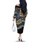 NAIDOC Deadly 50 Years Family Matching Off The Shoulder Long Sleeve Dress and Hawaiian Shirt Aboriginal and Torres Strait Islander
