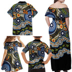 NAIDOC Deadly 50 Years Family Matching Off Shoulder Maxi Dress and Hawaiian Shirt Aboriginal and Torres Strait Islander