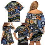 NAIDOC Deadly 50 Years Family Matching Off Shoulder Short Dress and Hawaiian Shirt Aboriginal and Torres Strait Islander