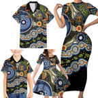 NAIDOC Deadly 50 Years Family Matching Short Sleeve Bodycon Dress and Hawaiian Shirt Aboriginal and Torres Strait Islander