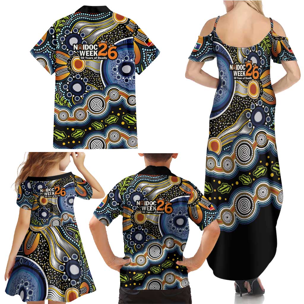 NAIDOC Deadly 50 Years Family Matching Summer Maxi Dress and Hawaiian Shirt Aboriginal and Torres Strait Islander