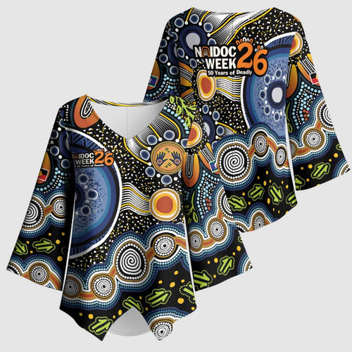 NAIDOC Deadly 50 Years Kimono Sleeve Blouse Aboriginal and Torres Strait Islander