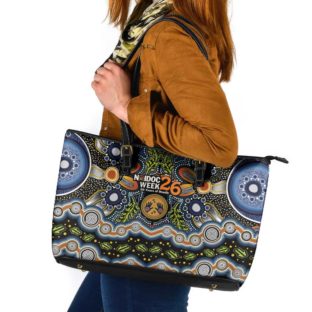 NAIDOC Deadly 50 Years Leather Tote Bag Aboriginal and Torres Strait Islander