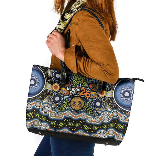 NAIDOC Deadly 50 Years Leather Tote Bag Aboriginal and Torres Strait Islander
