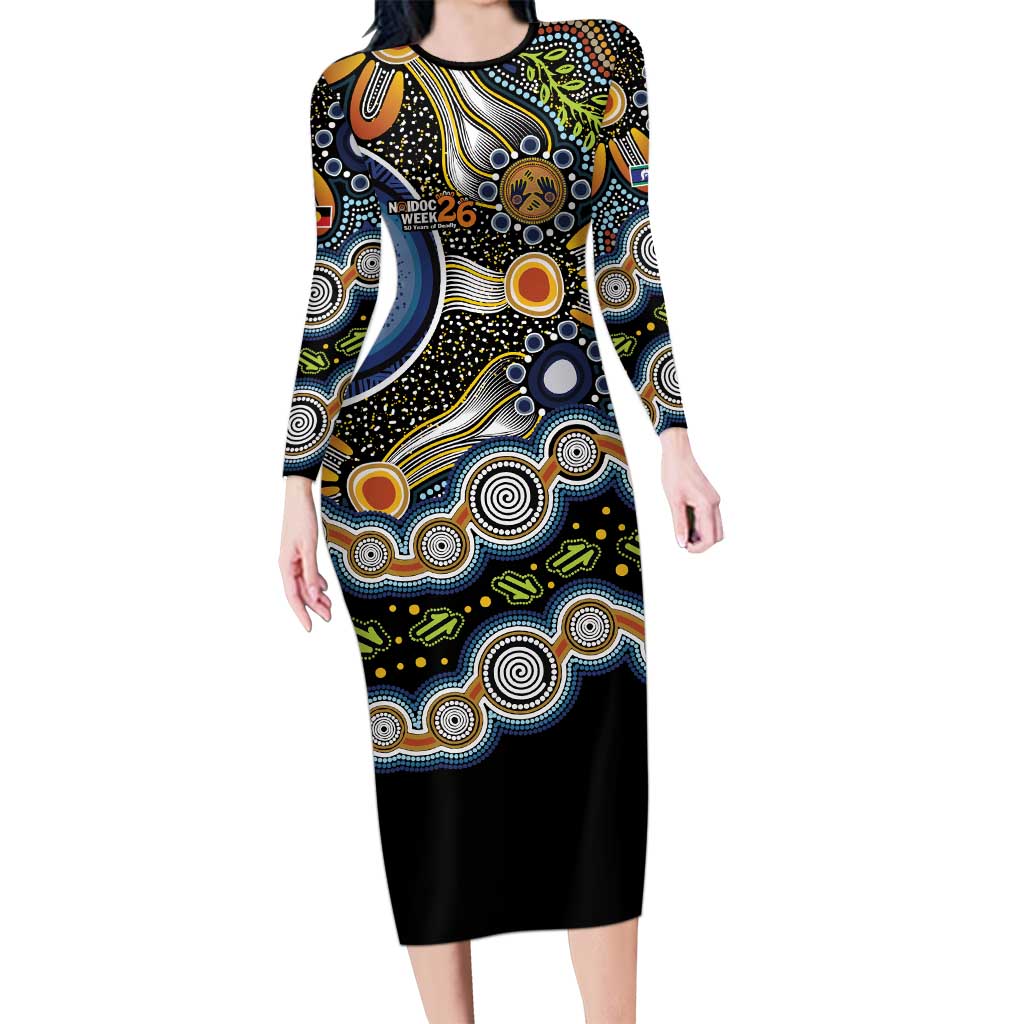NAIDOC Deadly 50 Years Long Sleeve Bodycon Dress Aboriginal and Torres Strait Islander