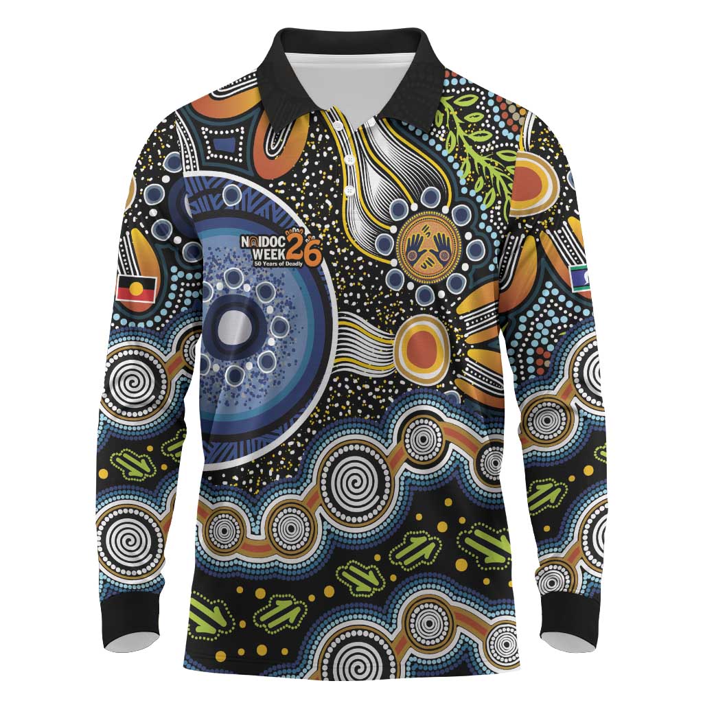 NAIDOC Deadly 50 Years Long Sleeve Polo Shirt Aboriginal and Torres Strait Islander
