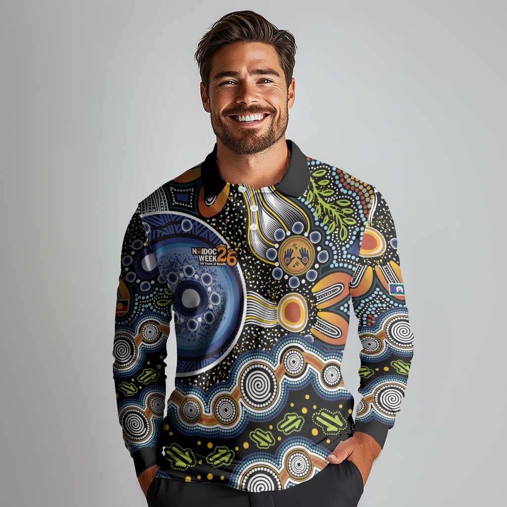 NAIDOC Deadly 50 Years Long Sleeve Polo Shirt Aboriginal and Torres Strait Islander
