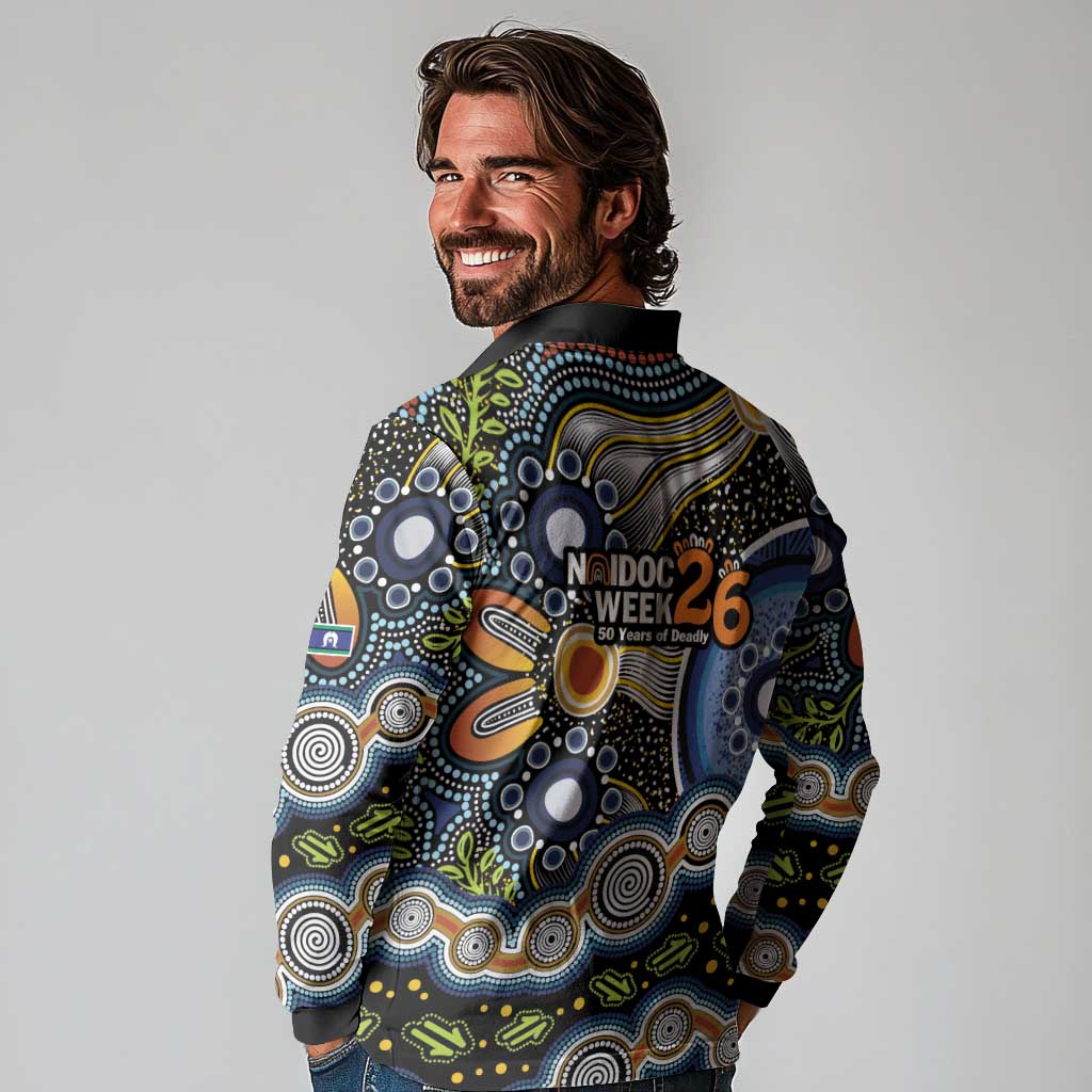 NAIDOC Deadly 50 Years Long Sleeve Polo Shirt Aboriginal and Torres Strait Islander