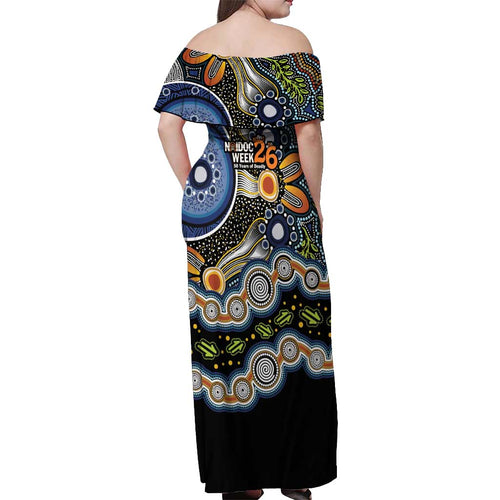 NAIDOC Deadly 50 Years Off Shoulder Maxi Dress Aboriginal and Torres Strait Islander