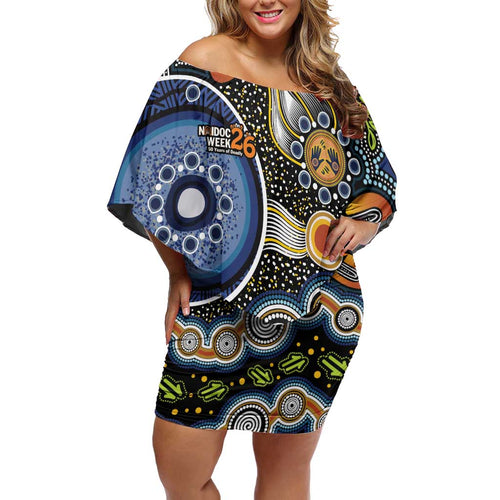 NAIDOC Deadly 50 Years Off Shoulder Short Dress Aboriginal and Torres Strait Islander