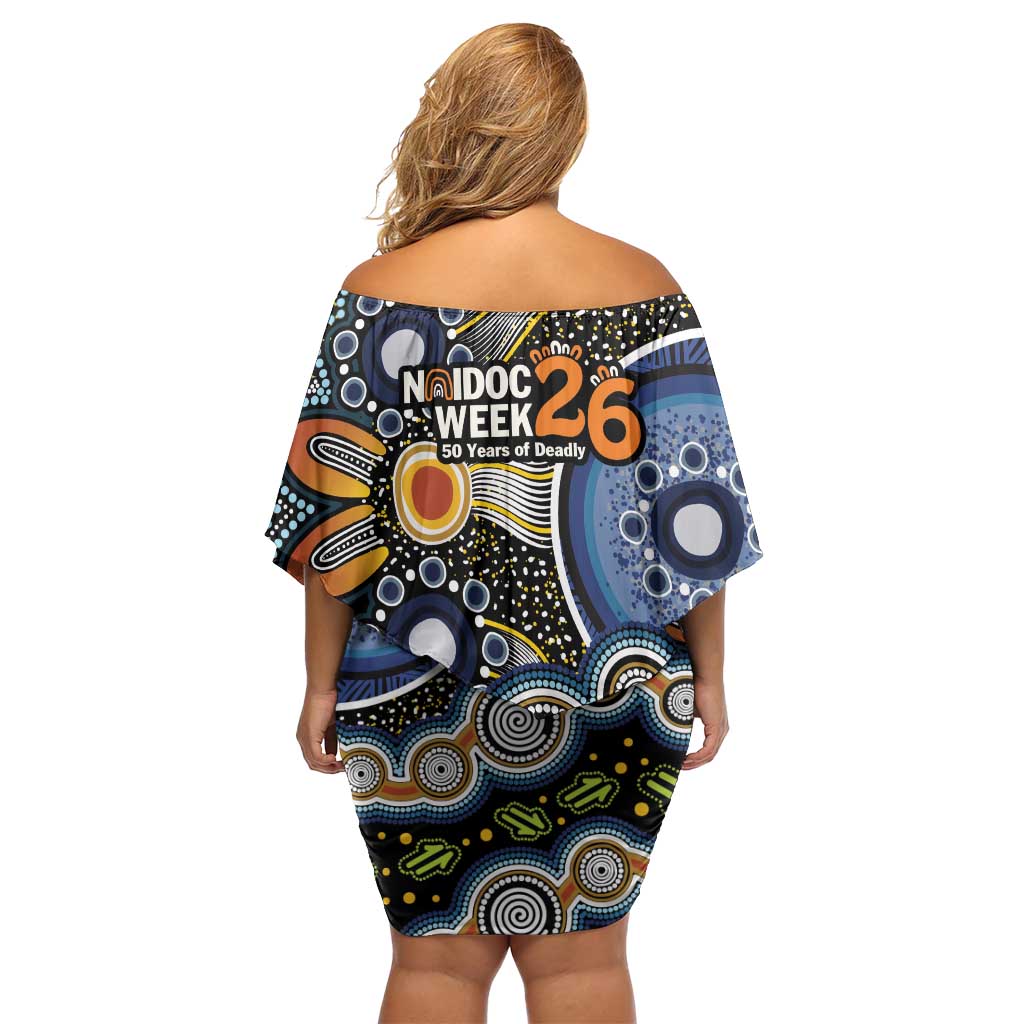 NAIDOC Deadly 50 Years Off Shoulder Short Dress Aboriginal and Torres Strait Islander