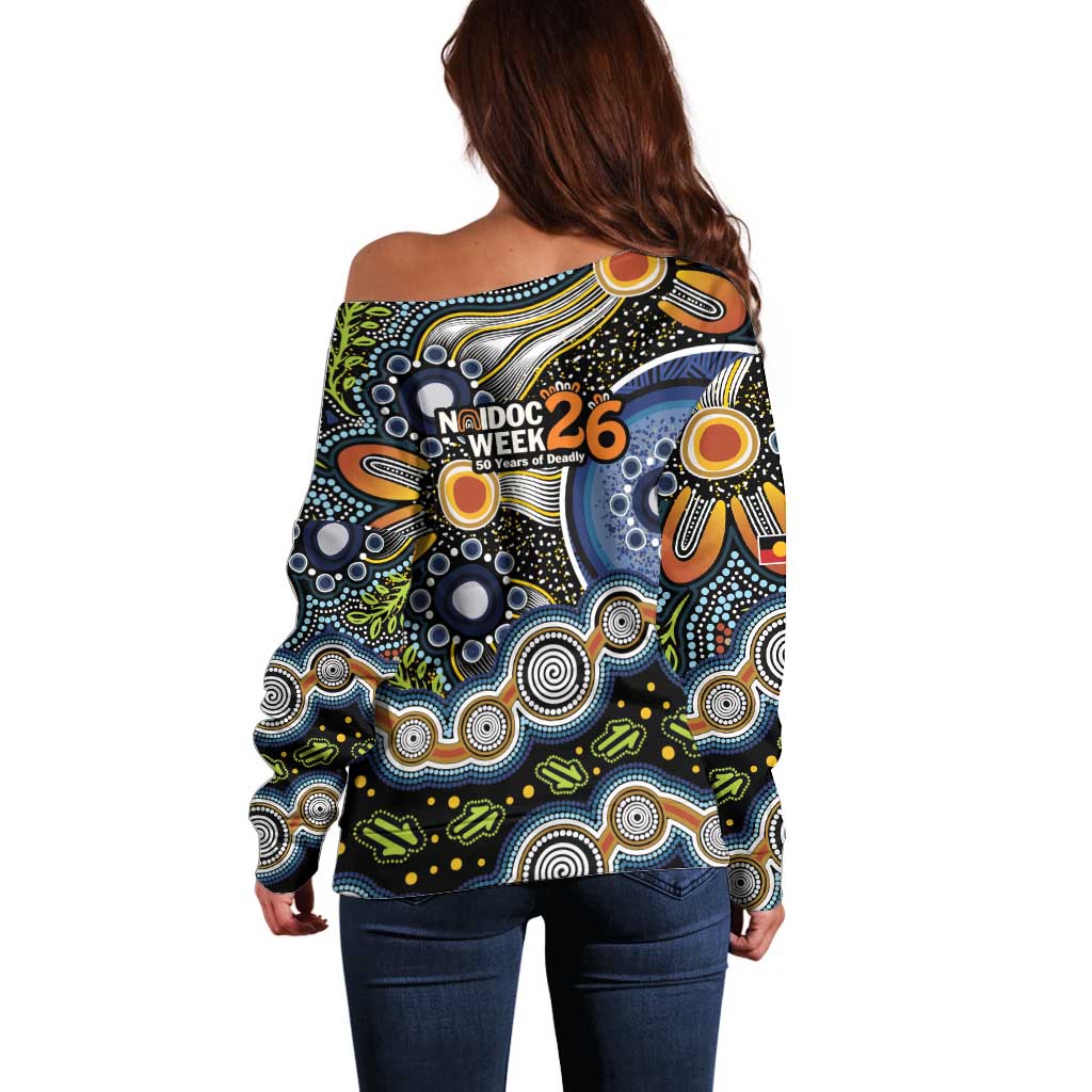 NAIDOC Deadly 50 Years Off Shoulder Sweater Aboriginal and Torres Strait Islander