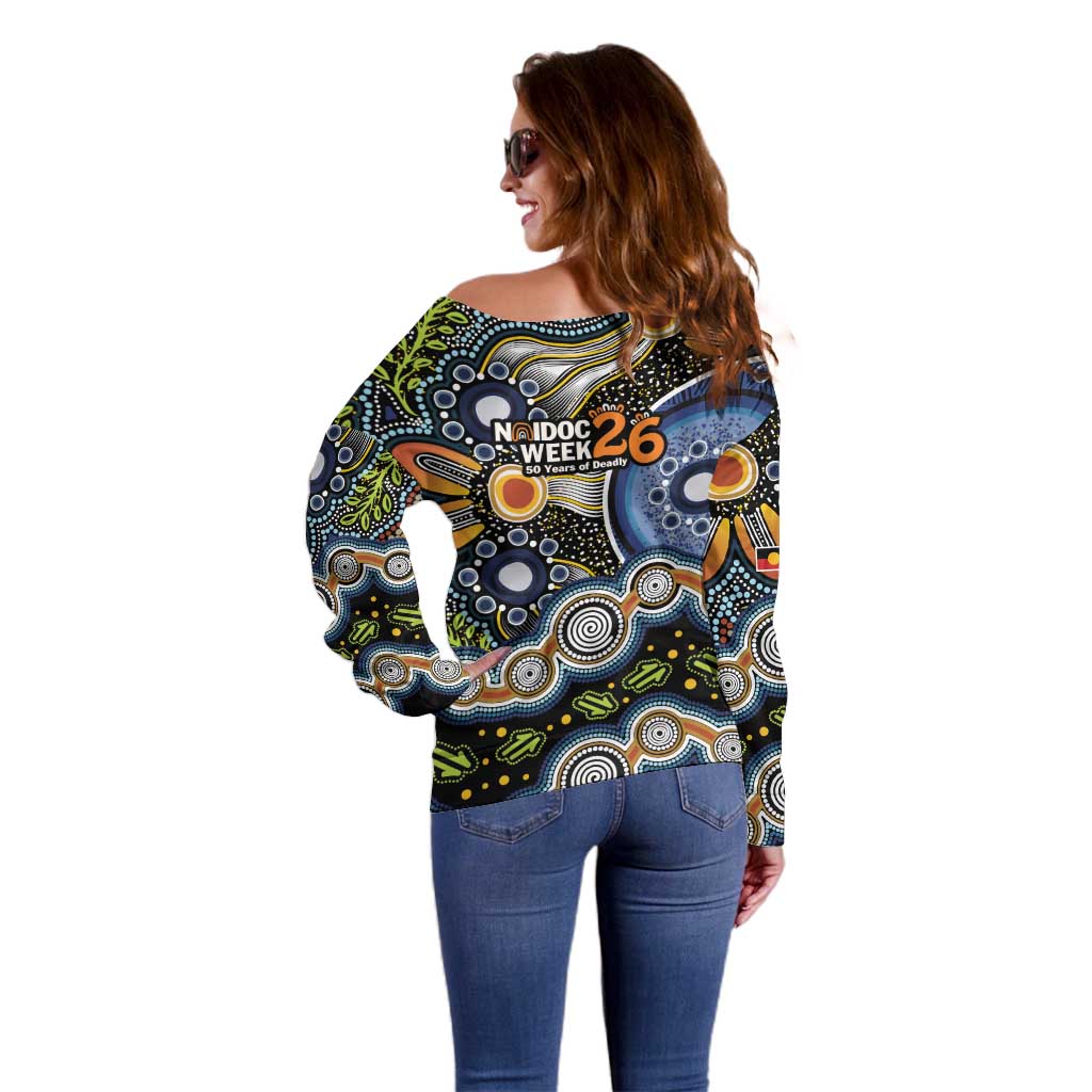 NAIDOC Deadly 50 Years Off Shoulder Sweater Aboriginal and Torres Strait Islander
