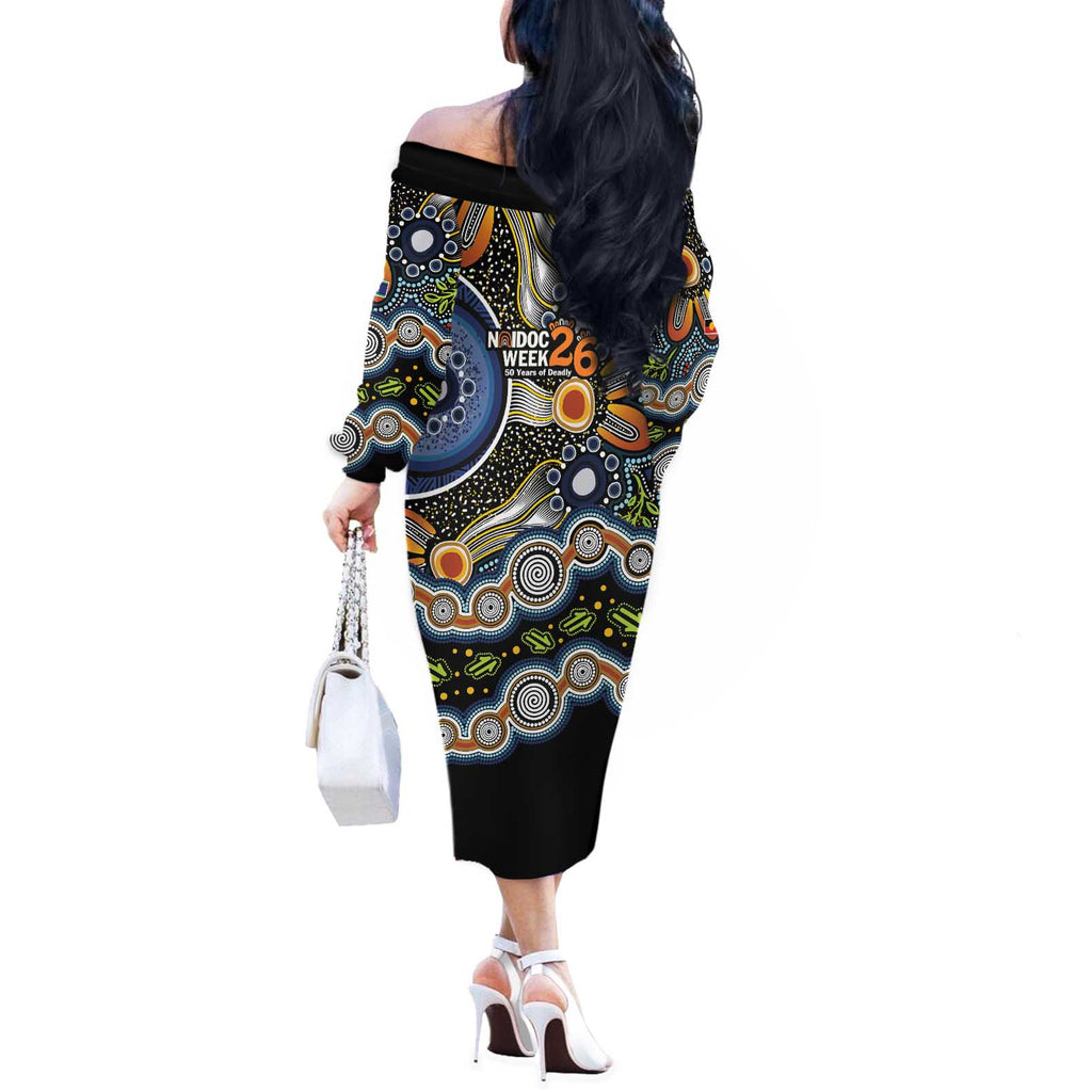 NAIDOC Deadly 50 Years Off The Shoulder Long Sleeve Dress Aboriginal and Torres Strait Islander