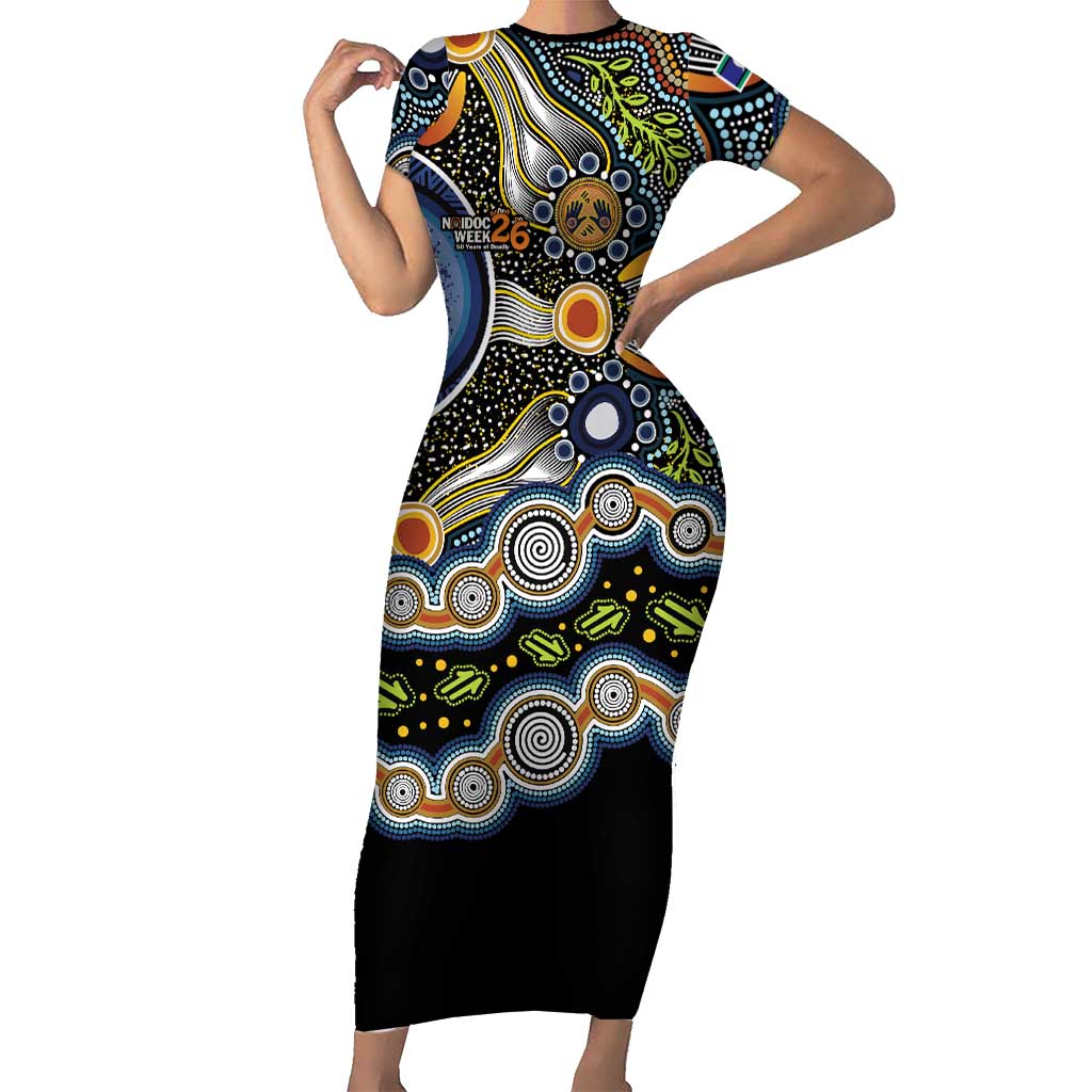 NAIDOC Deadly 50 Years Short Sleeve Bodycon Dress Aboriginal and Torres Strait Islander