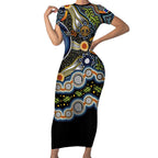 NAIDOC Deadly 50 Years Short Sleeve Bodycon Dress Aboriginal and Torres Strait Islander
