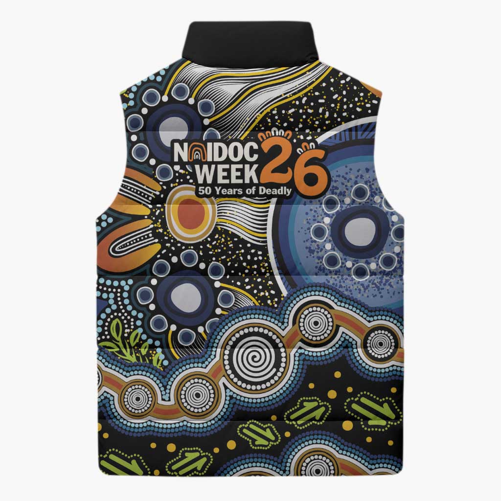 NAIDOC Deadly 50 Years Sleeveless Puffer Jacket Aboriginal and Torres Strait Islander