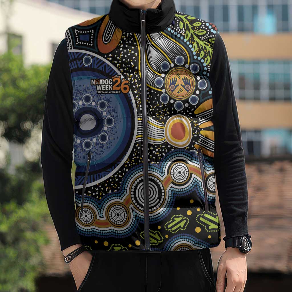 NAIDOC Deadly 50 Years Sleeveless Puffer Jacket Aboriginal and Torres Strait Islander