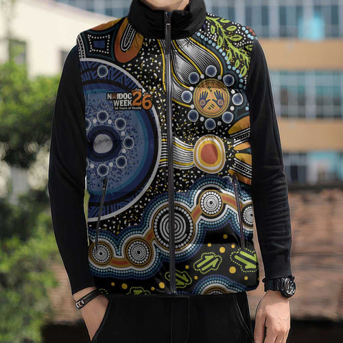 NAIDOC Deadly 50 Years Sleeveless Puffer Jacket Aboriginal and Torres Strait Islander