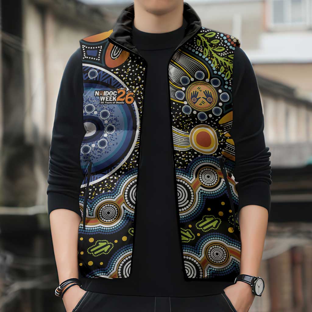 NAIDOC Deadly 50 Years Sleeveless Puffer Jacket Aboriginal and Torres Strait Islander