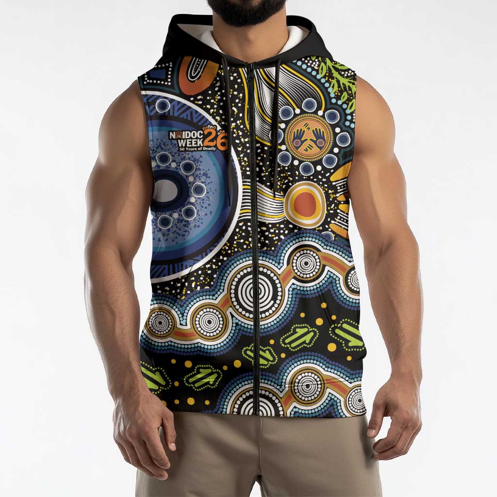 NAIDOC Deadly 50 Years Sleeveless Zip Hoodie Aboriginal and Torres Strait Islander