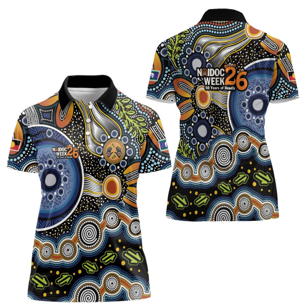 NAIDOC Deadly 50 Years Women Polo Shirt Aboriginal and Torres Strait Islander