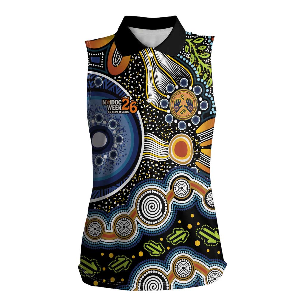 NAIDOC Deadly 50 Years Women Sleeveless Polo Shirt Aboriginal and Torres Strait Islander