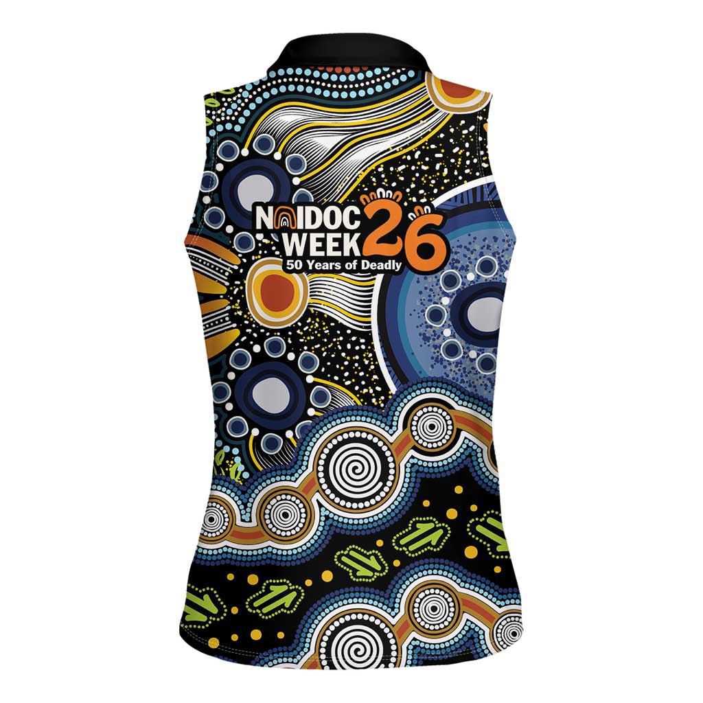 NAIDOC Deadly 50 Years Women Sleeveless Polo Shirt Aboriginal and Torres Strait Islander