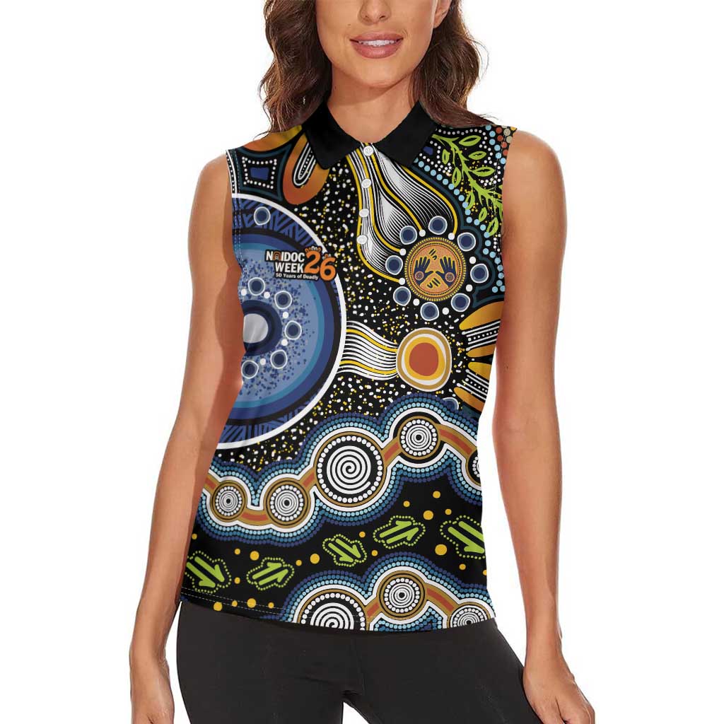 NAIDOC Deadly 50 Years Women Sleeveless Polo Shirt Aboriginal and Torres Strait Islander