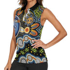 NAIDOC Deadly 50 Years Women Sleeveless Polo Shirt Aboriginal and Torres Strait Islander