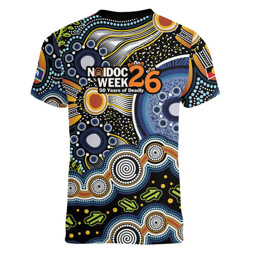 NAIDOC Deadly 50 Years Women V-Neck T-Shirt Aboriginal and Torres Strait Islander