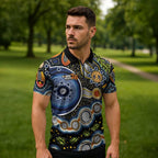 NAIDOC Deadly 50 Years Zipper Polo Shirt Aboriginal and Torres Strait Islander