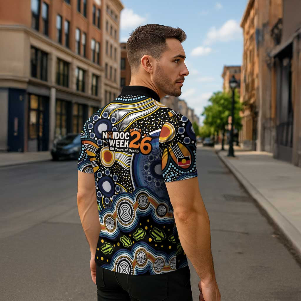 NAIDOC Deadly 50 Years Zipper Polo Shirt Aboriginal and Torres Strait Islander