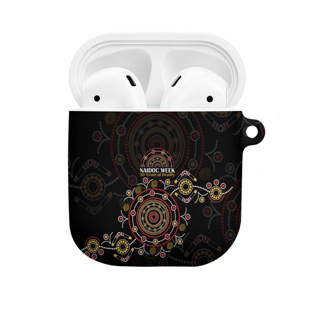 NAIDOC Deadly 50 Years AirPods Case Aboriginal Black Gold Boomerang Art